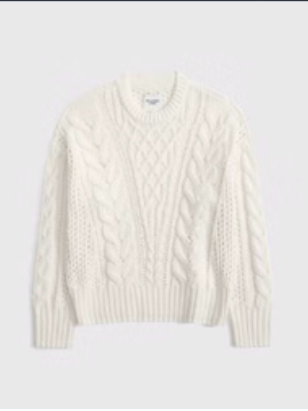 Abercrombie & Fitch Cream Cable Knit Crewneck Sweater